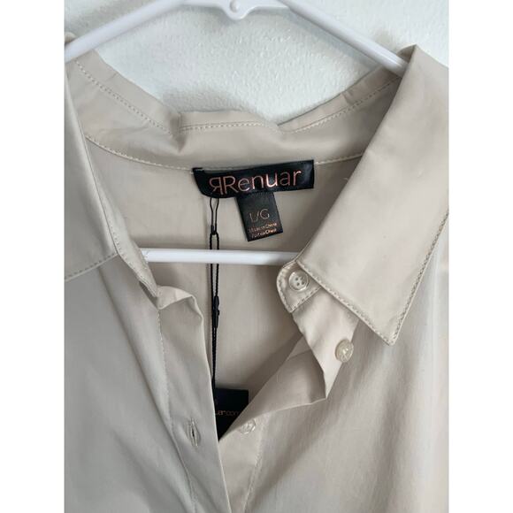 Renuar Gathered Back Big Shirt bone color NWT Size large - Picture 3 of 7